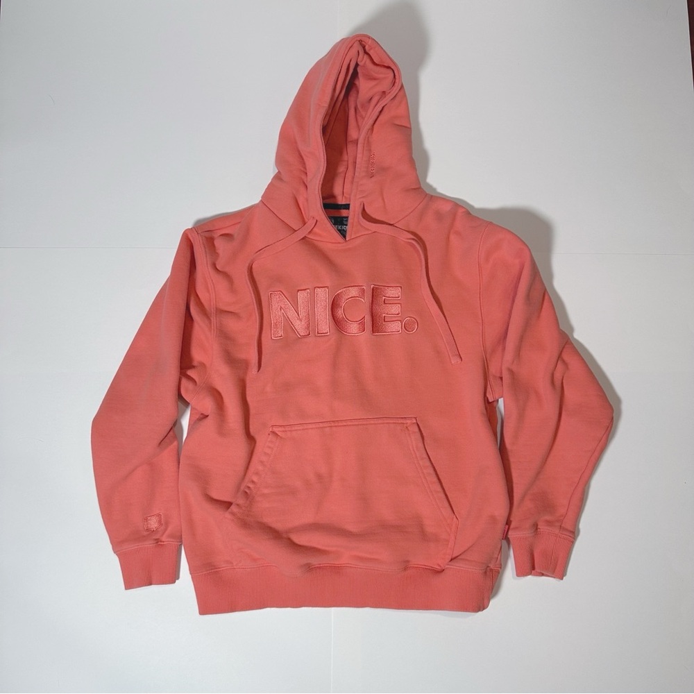 Nice Kicks "NICE." Hoodie – Small | Pink Salmon | Thick Heavyweight Fabric